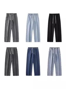 Mens straight leg denim jeans with drawstring waist in six assorted classic colors