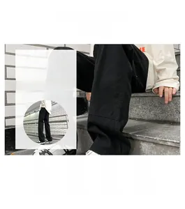 Detail of fabric analysis for men's baggy work pants with warm and skin-friendly texture