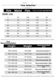 Tableau des tailles détaillé pour pantalon de jogging gris avec mesures en cm