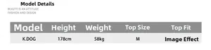 Size chart for American style distressed denim jeans showing model height and weight guide