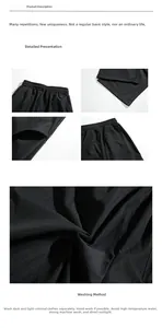 Detail of elastic waist with drawstring and quick-dry pleated fabric on cargo pants