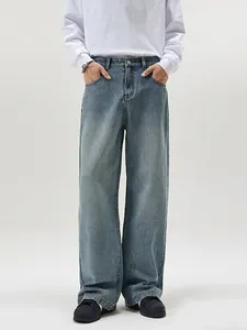 Jean Homme American Retro en Denim de Coton Délavé Pantalon Ample Jambe Droite Décontracté Streetwear Cleanfit Baggy