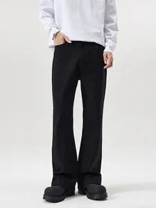 Jeans Évasés Noirs Streetwear pour Hommes High Street Pantalons en Denim Jambes Larges Longueur Sol pour Hommes