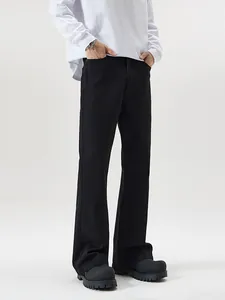 Pantalon en denim noir évasé pour hommes style high street avec coupe décontractée