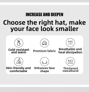 Infographic showing winter flat cap features like warmth, breathable fabric and skin-friendly lining