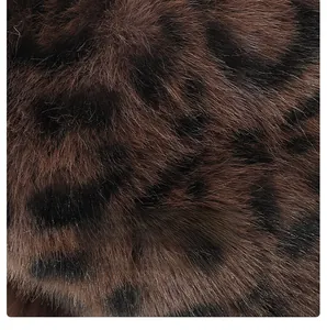 Close-up of leopard print faux mink fur showing soft texture and breathable fibers