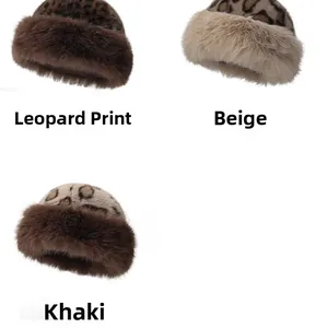 Detailed comparison of leopard print winter bucket hats in beige, khaki and dark patterns