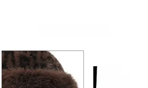 Detail view of the thick fluffy brim on this warm winter faux fur leopard hat