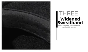 Detail view of the widened sweatband with parallel stitching on men's winter hat