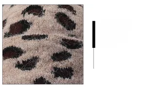 Detailed macro view of soft leopard print knit fabric with thick cashmere texture