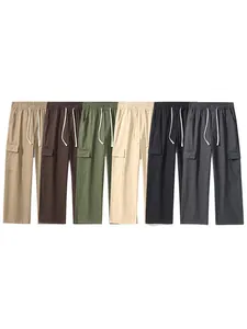 Pantalon cargo large pour homme en six couleurs avec taille élastique à cordon et poches
