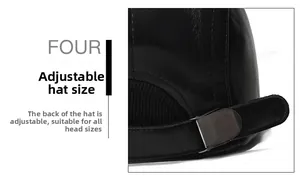 Adjustable back strap of the winter leather cap with premium metal buckle and texture