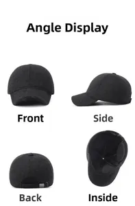 Detailed views of wool baseball cap with fleece lining and ear protection structure