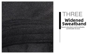 Detail of widened sweatband in wool baseball cap with soft fleece lining and reinforced stitching