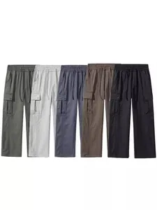 Mens waterproof outdoor cargo pants in five colors with elastic waist and side pockets