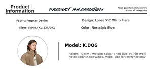 Size chart and fabric details for vintage washed blue 517 bootcut jeans in S-3XL