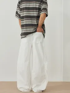 Pantaloni casual da uomo in cotone mercerizzato bianco con vista posteriore rilassata