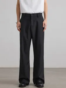 Men's black wide-leg suit trousers in a cleanfit style with a draped straight silhouette