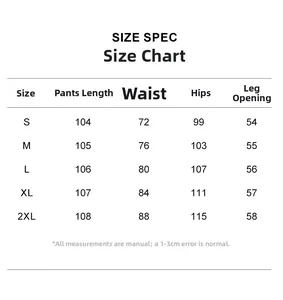 Detailed size chart for glacier blue straight denim jeans with measurements from S to 2XL