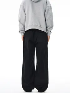 Men's retro black canvas cargo pants with a loose straight fit and side pockets