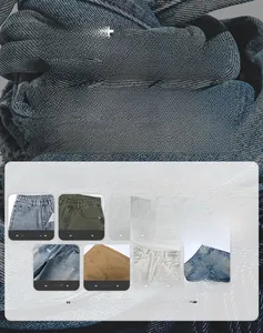 Details verschiedener Denim-Waschtechniken wie Snowflake- und Enzym-Wascheffekte