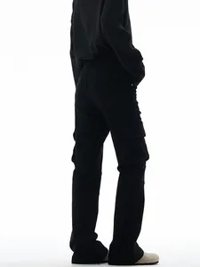 Men's American cleanfit multi-pocket black work pants with a stylish slight flare cut