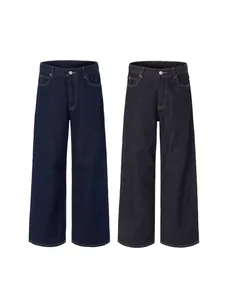 Gerade Wide Leg Jeans für Damen und Herren aus Selvedge Denim in Dunkelblau und Grau