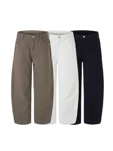 Cleanfit Weite Hosen in Khaki, Elfenbein und Schwarz mit Bogennähten und lockerer Passform