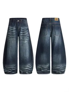Dunkelblaue Baggy-Jeans im Retro-Look mit Vintage-Waschung und weitem Beinschnitt