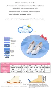 Tableau des tailles détaillé pour chaussures de princesse blanches avec pendentif