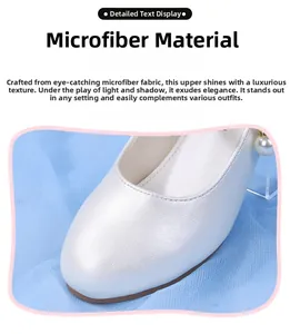 Détail de la chaussure de princesse blanche en microfibre avec boucle en perle élégante