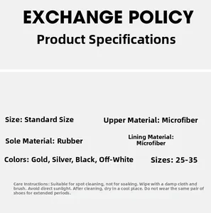 Detailed size chart and material specs for girls' microfiber leather princess dress shoes
