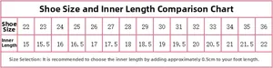Size chart for winter fleece slippers for girls with internal length measurements in cm