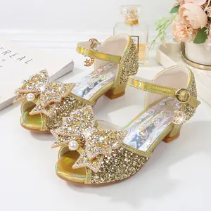 Sandalias de Princesa con Purpurina para Niñas Lazo Perla Artificial Strass Lentejuelas Zapatos Mary Jane para Boda Fiesta Cumpleaños Regalo
