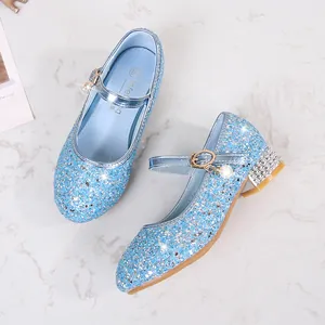 Glitzernde blaue Pailletten Prinzessin Schuhe für Mädchen mit Perlenanhänger