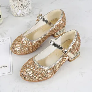Mädchen Prinzessin Mary Jane Schuhe Glitzer Pailletten Festliche Schuhe Strass Niedriger Absatz Party Hochzeit Performance Schuhe