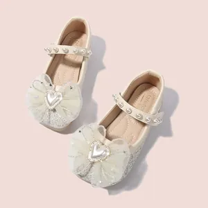 Scarpe Mary Jane principessa Elsa per bambina con paillettes argento e fiocco di perle