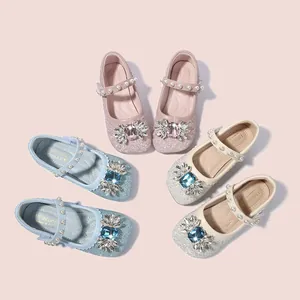 Chaussures princesse pour filles avec paillettes brillantes strass et perles en trois couleurs