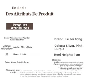 Größentabelle und Materialdetails für Prinzessinnen-Schuhe mit Mikrofaser-Futter und Gummisohle