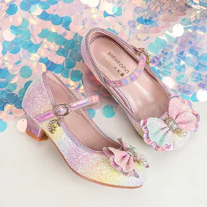 Mädchen Regenbogen Pailletten Prinzessin Schuhe Strass Perle Schleife Mary Jane Schuhe Stern Mond Anhänger Kinder Party Aufführung Dress Shoes