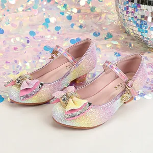 Glitzernde Prinzessinnen-Schuhe mit Farbverlauf, Schleife und Strass für Mädchen