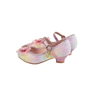 Glitzernde Prinzessin Schuhe für Mädchen mit rosa Farbverlauf und Schleifendekor