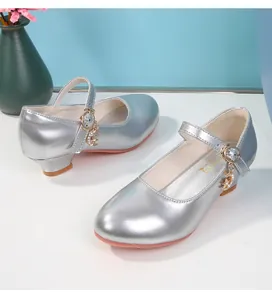 Scarpe Mary Jane argento per bambine con ciondolo a luna scintillante