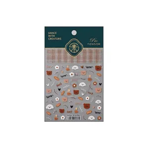 Adhesive cartoon bear nail art stickers with floral and cute animal patterns