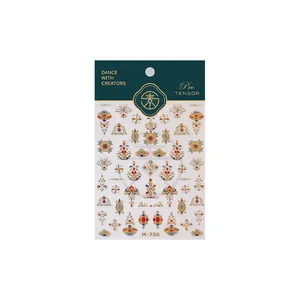 Vintage Emaille-Nagelkunst-Sticker mit goldenem Lotus und Wolkenmuster für Nägel