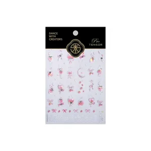 5D embossed nail stickers featuring strawberry and pink bow designs with rhinestones