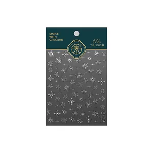 Silver snowflake and star nail art stickers TL-304 with metallic finish on dark card