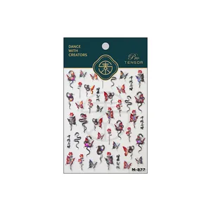 Dark butterfly and snake nail art stickers M-877 with gothic and floral motifs