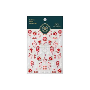 Frosted nail art stickers M-934 featuring traditional red dragon and cloud patterns