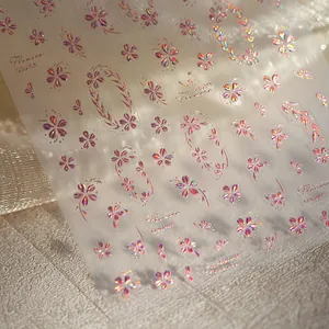 3D Geprägte Blumen Nagelaufkleber Gold Rosa Lila Bronzierung Blume Blatt Schmetterling Selbstklebende Nagelsticker Für Damen Kinder